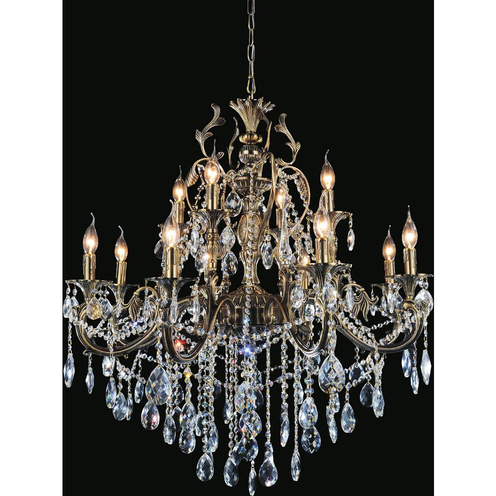 Brass Chandeliers Lighting The Home Depot Brass 12 Light Antique Chandelier