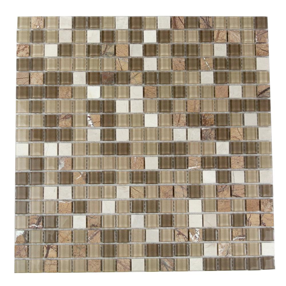 Abolos Brown Mosaic 1 In X Blend Glass And Stone Mesh Mounted