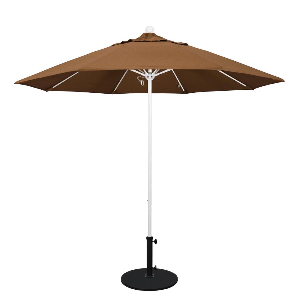 California Umbrella 9 ft. White Aluminum Pole Market Fiberglass Ribs