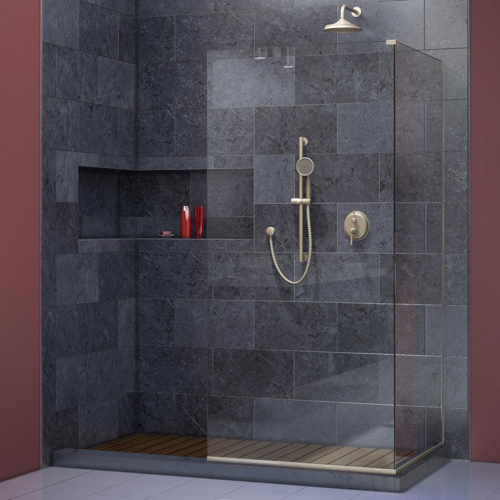 DreamLine Linea 34 In X 72 In And 30 In X 72 In Semi Framed Shower Door In Brushed Nickel 