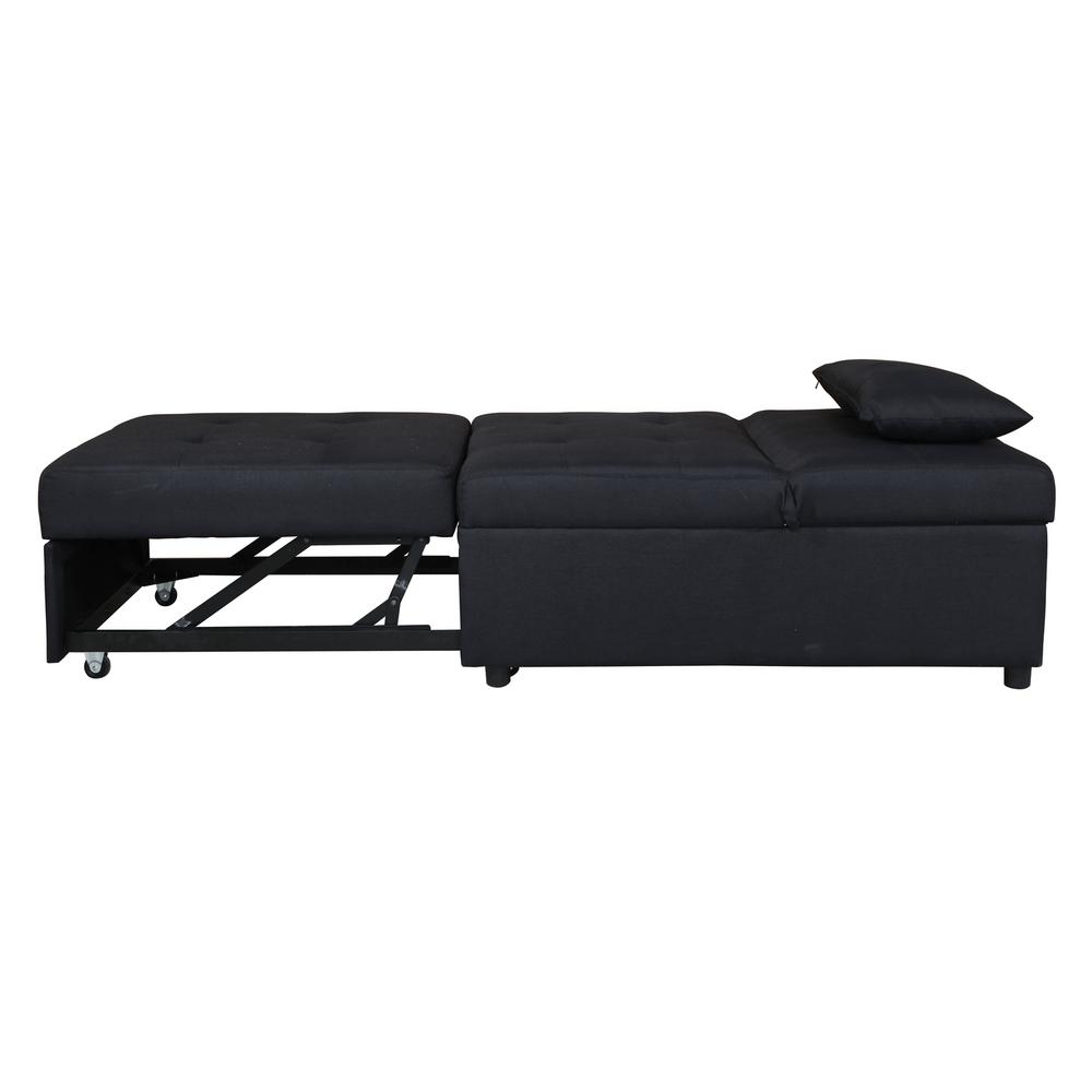 Home Source Industries Home Source Abbie Black Convertible Chair U 9001 Ch Black Mop The Home Depot