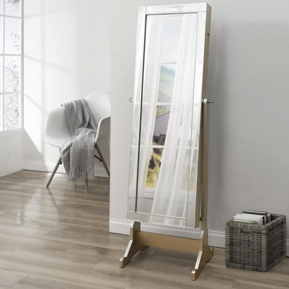 Adele Royal Champagne Cheval Floor Mirror Jewelry Armoire