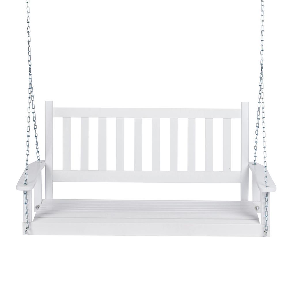 Shine Company 25 5 In Tall Maine White Wood Porch Swing 4216wt The Home Depot