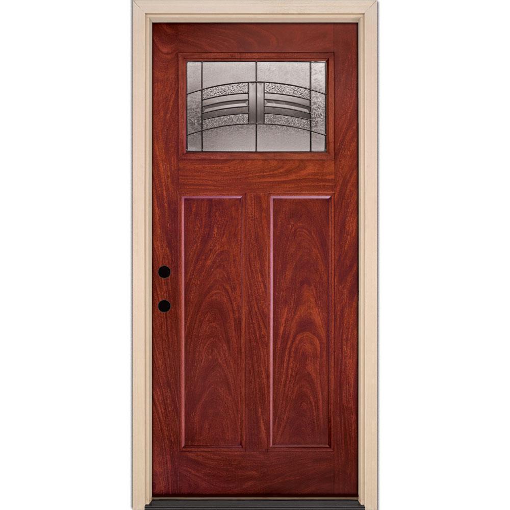 Feather River Doors 37.5 in. x 81.625 in. Rochester Patina Cherry