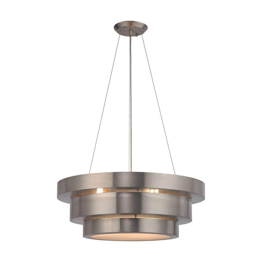 Titan Lighting Layers 3 Light Brushed Stainless Led Chandelier Tn Layers 3 Light Brushed Stainless Led Chandelier