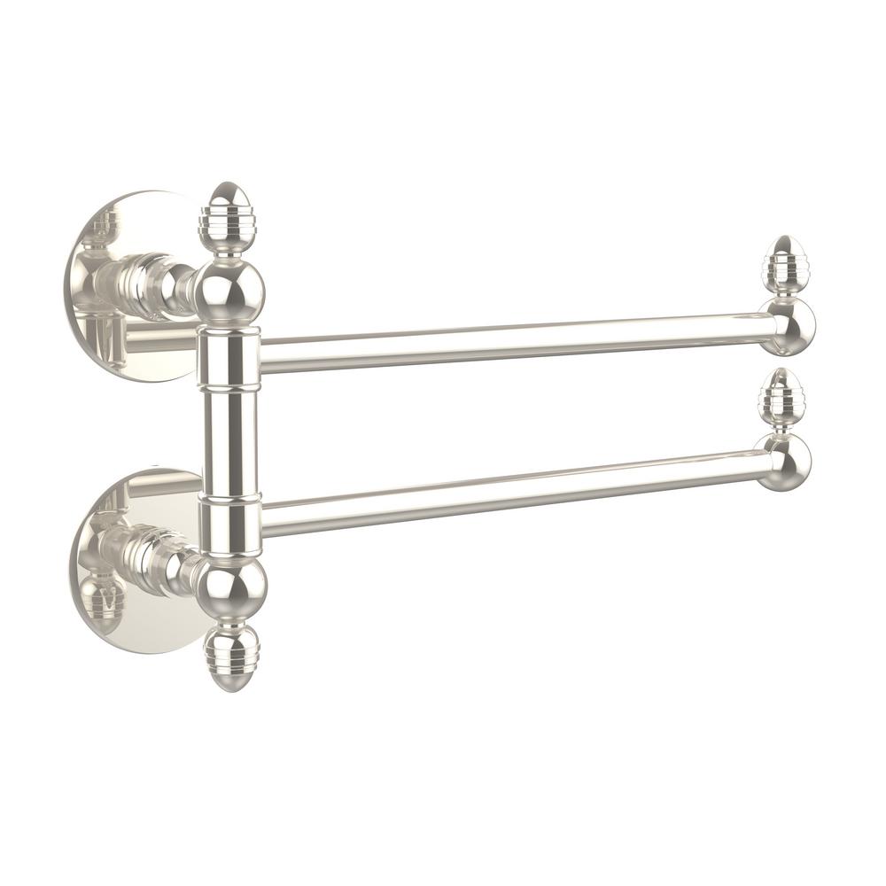 Allied Brass Prestige Skyline Collection 2 Swing Arm Towel Rail In Polished Nickel