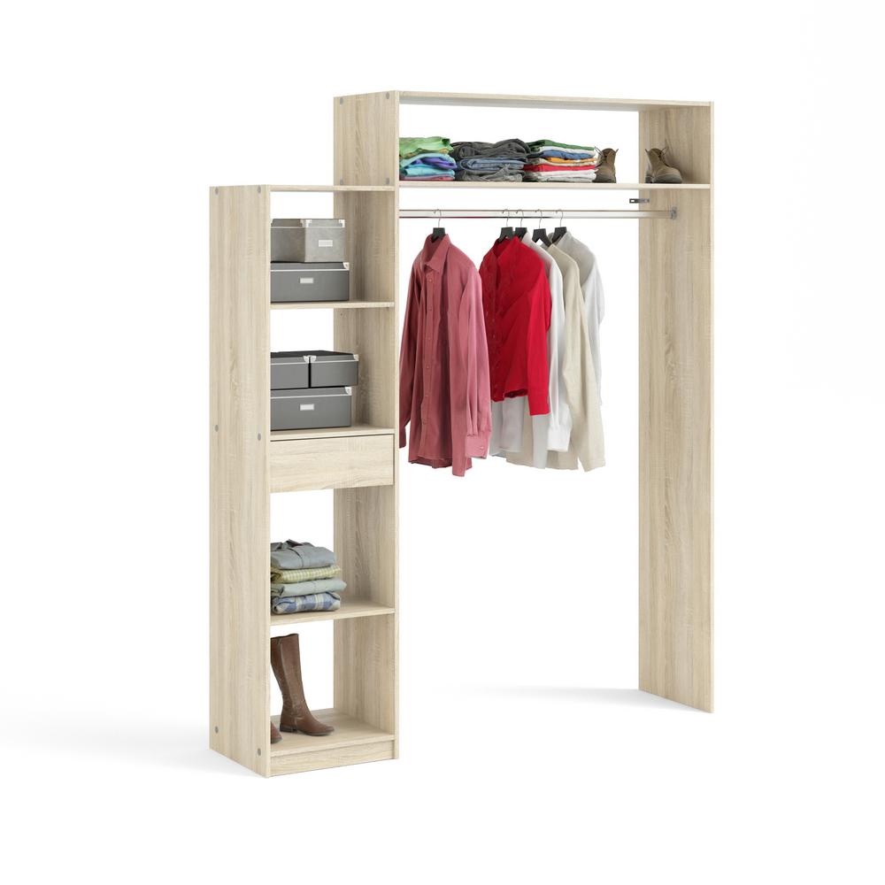 Tvilum Lola Oak Structure 1 Drawer 5 Shelf Wardrobe With Hanging