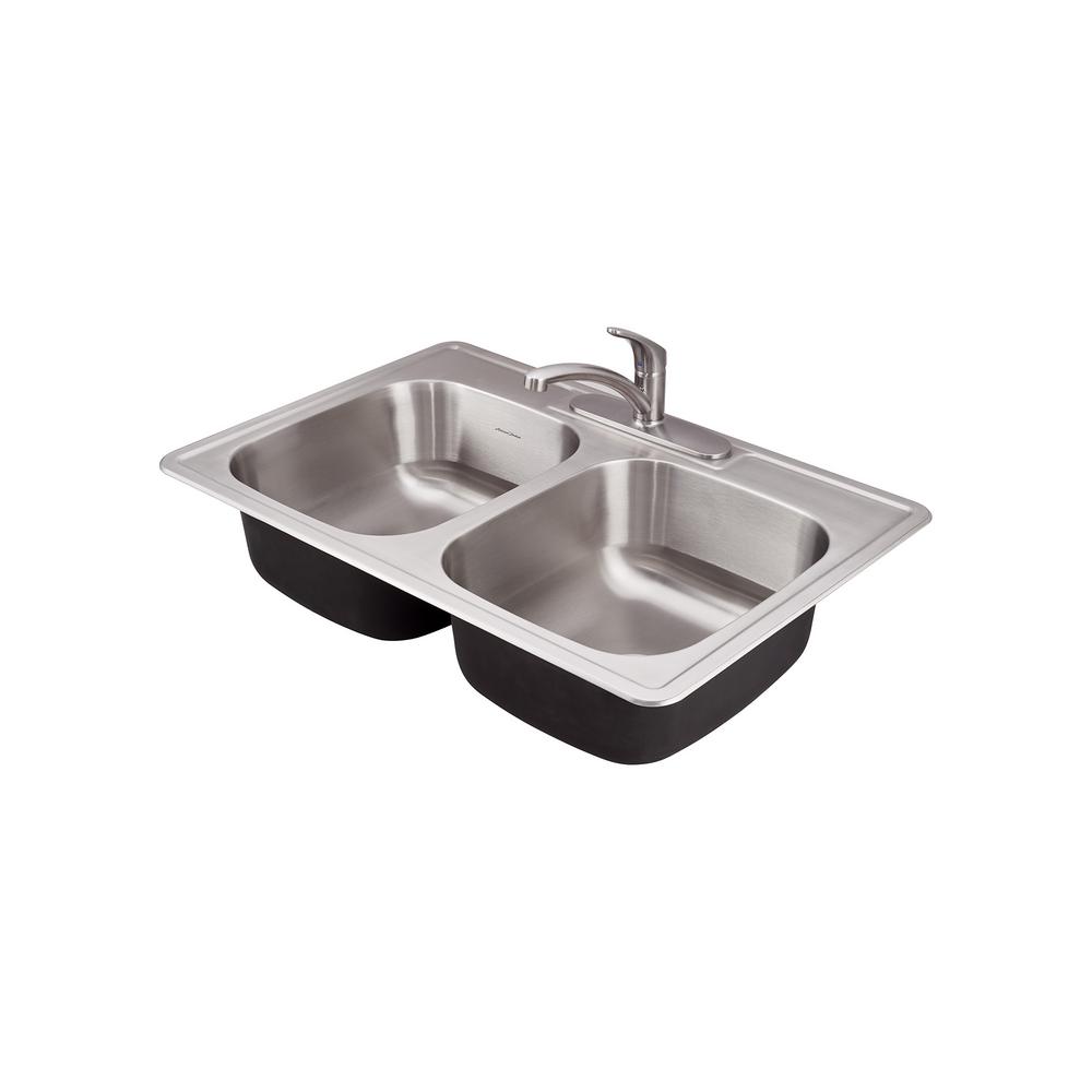 American Standard Colony Pro Drop In Stainless Steel 33 In Double Bowl Prep Kitchen Sink Kit