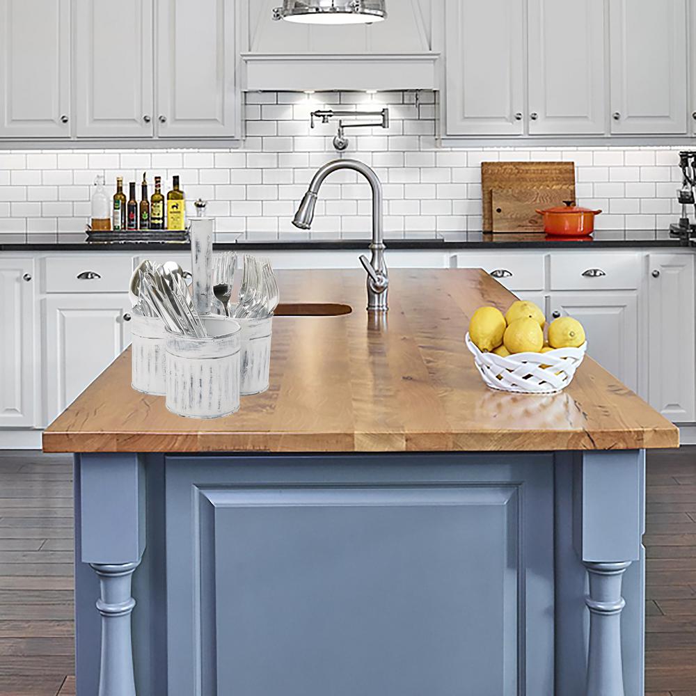 Mind Reader White Metal Paint Look Galvanized 3 Section Utensil