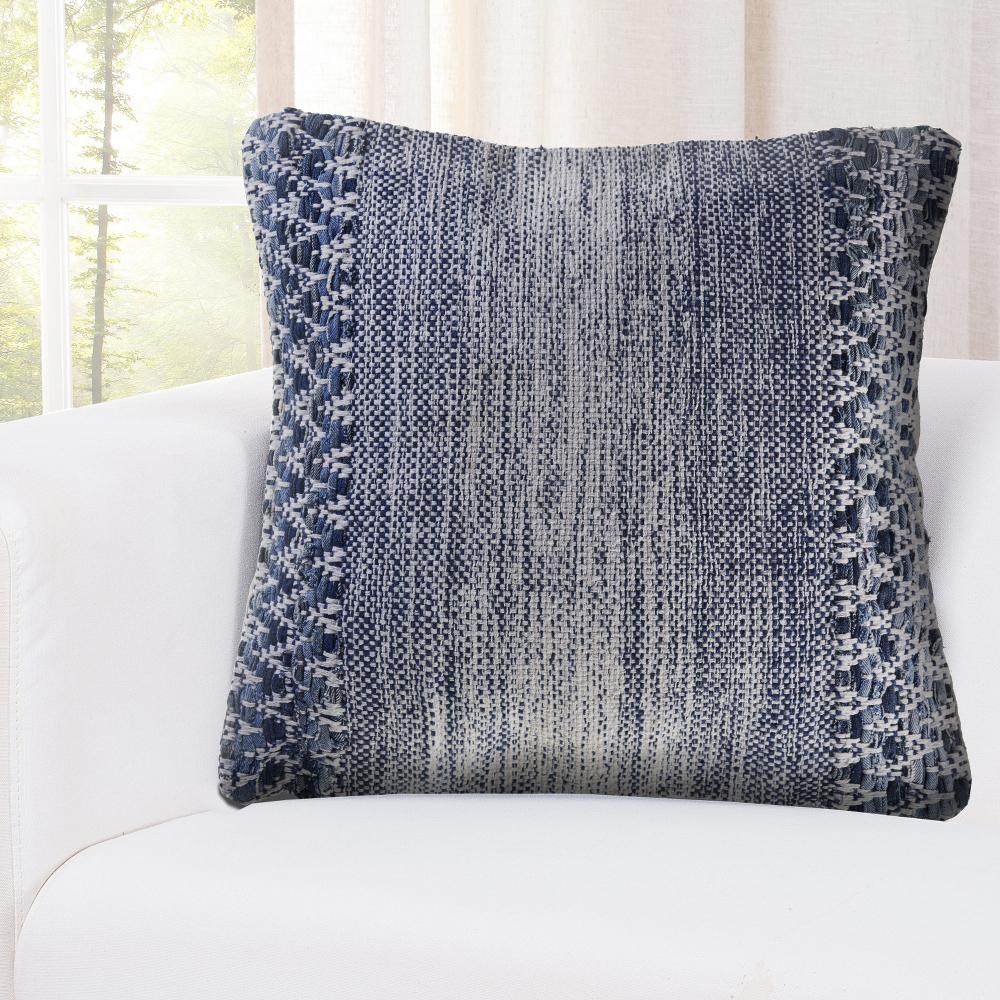 blue textured throw pillow