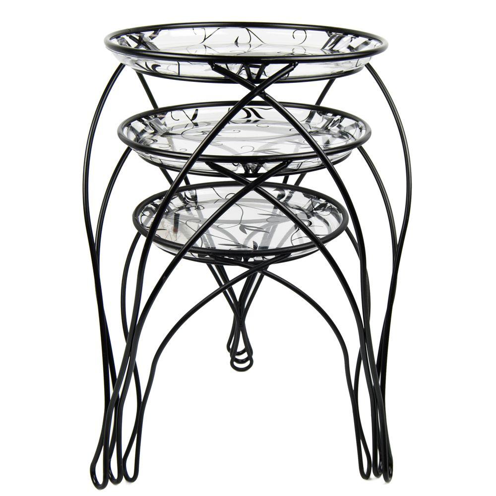 Plastec 13 in. x 17 in. x 21 in. Black Assortment Plant Stand