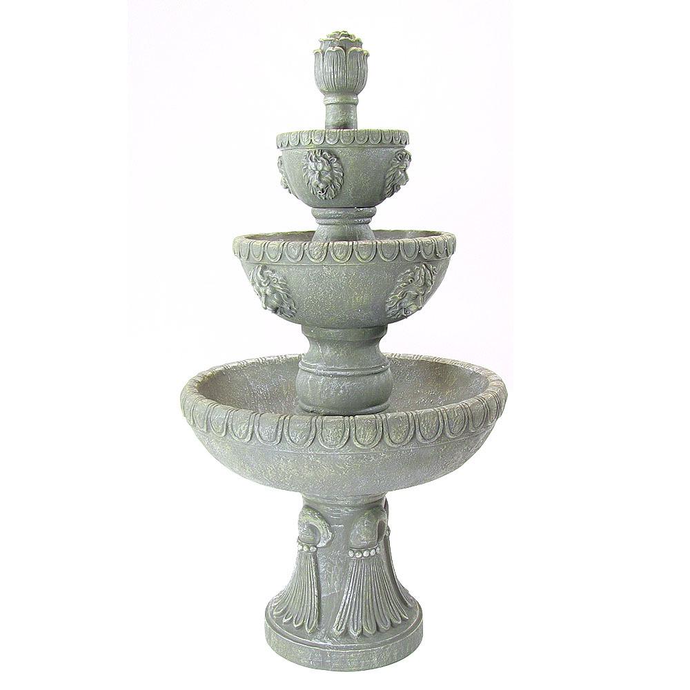 Sunnydaze Decor 53 In 4 Tier Lion Head Outdoor Water Fountain