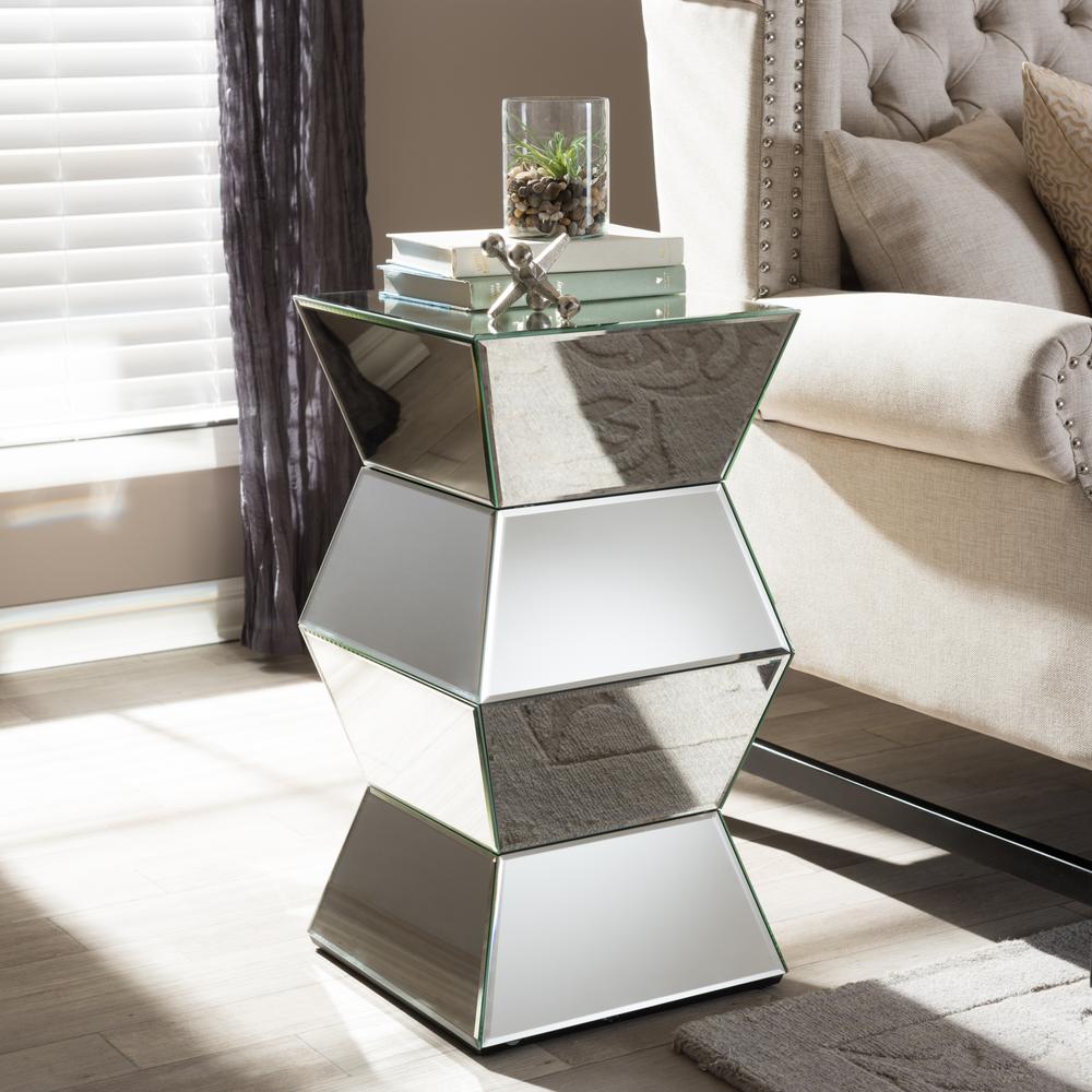 Baxton Studio Sakina Glam Silver Metallic Finished End Table288626185