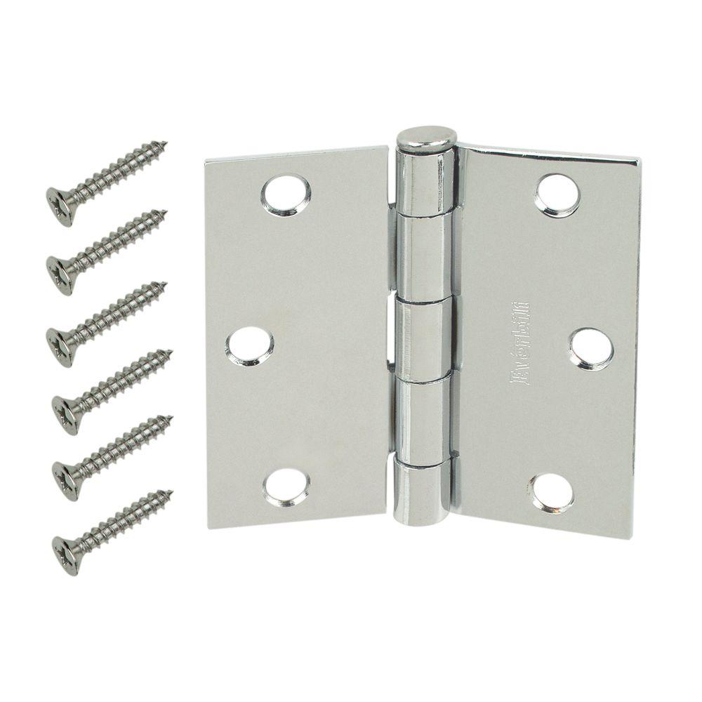 Everbilt 3 In Chrome Square Corner Door Hinge 20274 The Home Depot