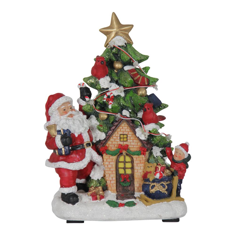 Exhart 9 5 In Christmas Santa With Tree House Garden Decor 13798
