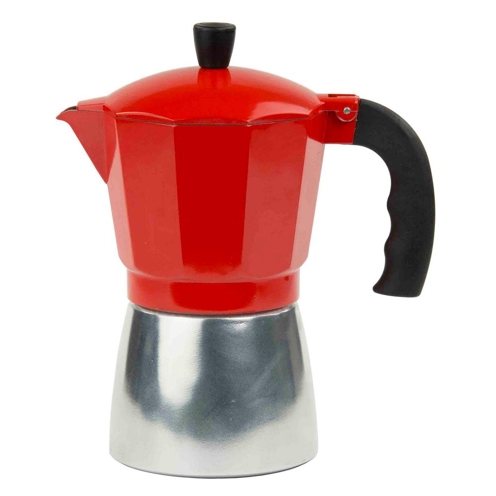 Home Basics Red Aluminum Espresso Maker EM44819 The Home Depot