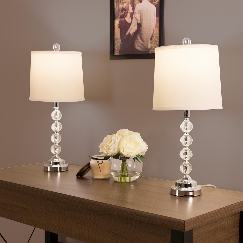 Lavish Home 23 In Faceted Crystal Ball Lamp Set 2 Piece M100012