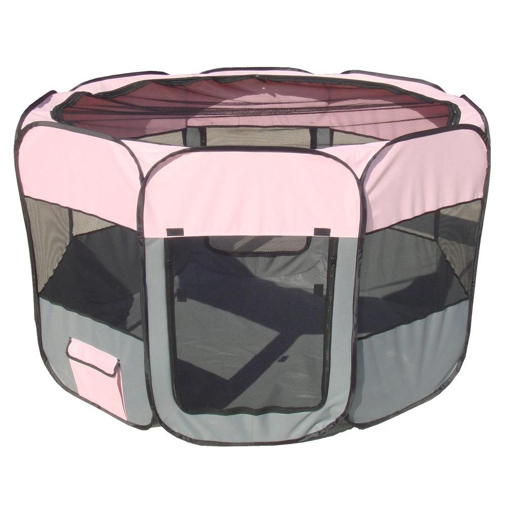pink and grey playpen