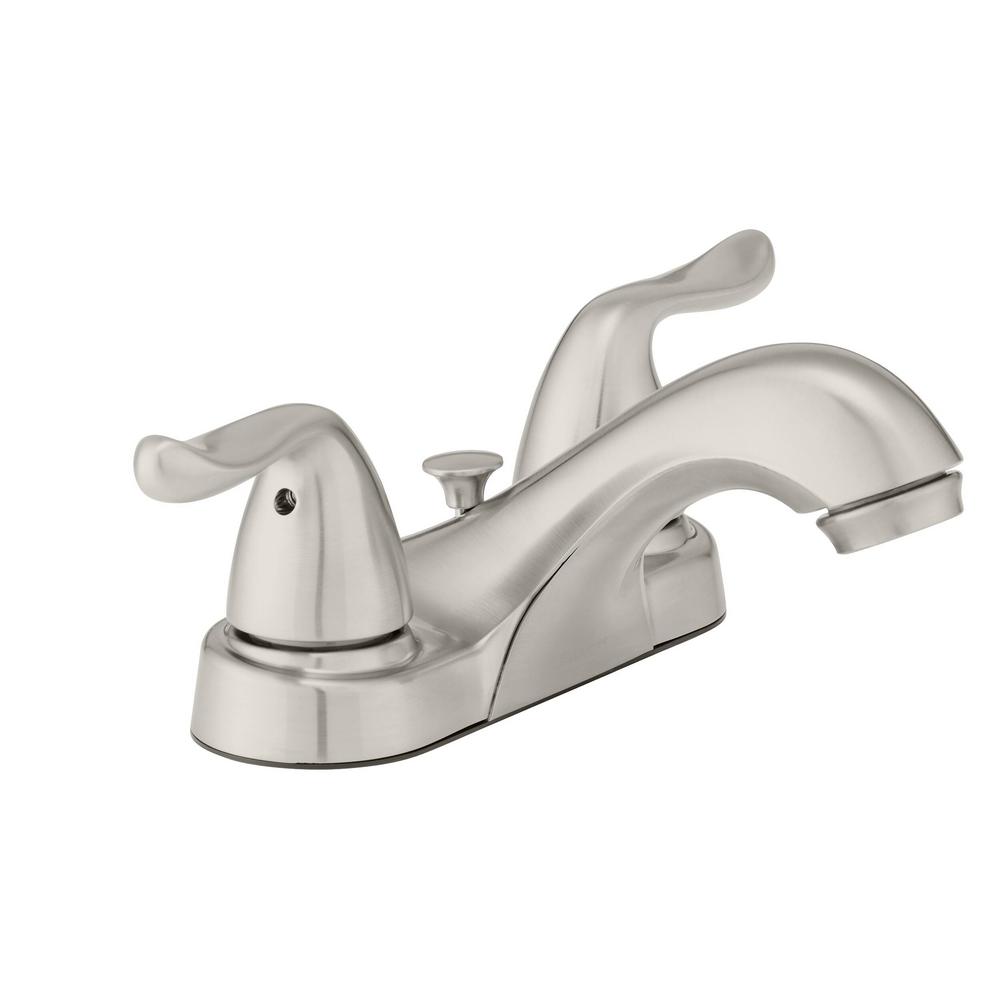 Glacier Bay Constructor 4 in. Centerset 2-Handle Low-Arc Bathroom Faucet in Brushed Nickel