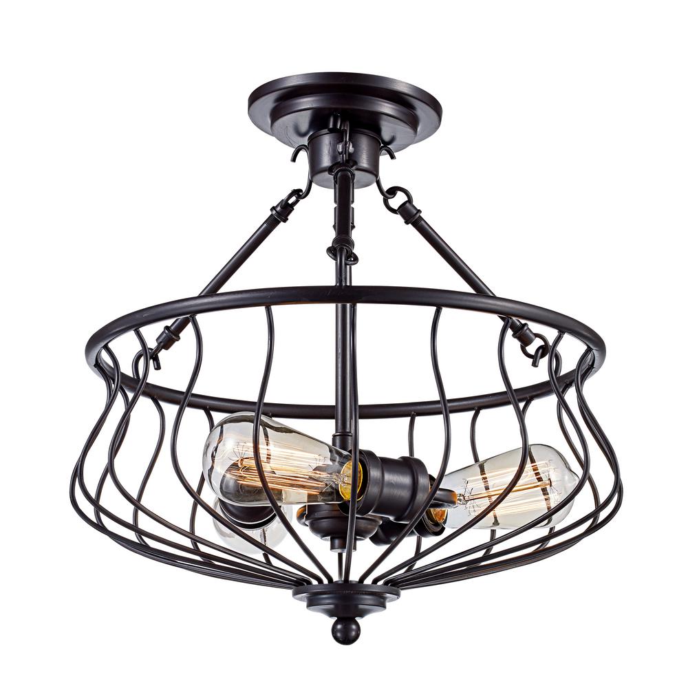 Bel Air Lighting Congress 3Light Rubbed Oil Bronze SemiFlushmount70783 ROB The Home Depot
