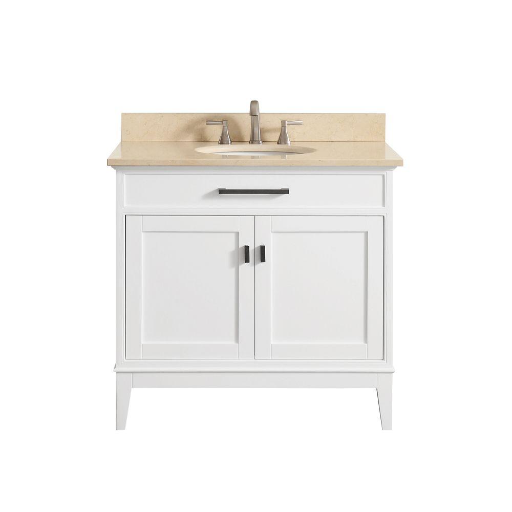 Avanity Madison 37 In W X 22 D 35 H Vanity White With Avanity Madison 37 In W X 22 D 35 H