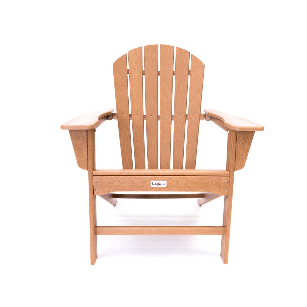 Luxeo Hampton Teak Poly Outdoor Patio Plastic Adirondack Chair Lux
