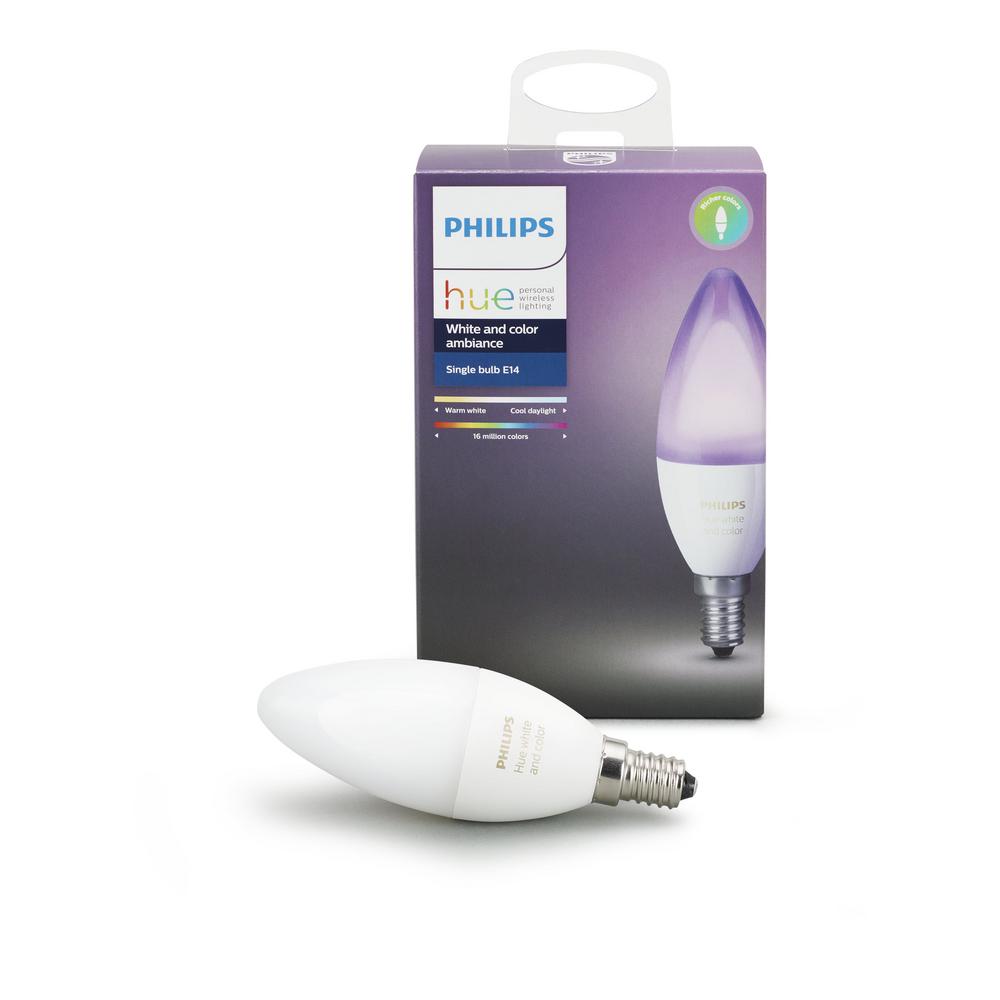 Smart Bulb Led Bulbs Light The Home Depot Hue White And Color Ambiance E12 Led 40w Equivalent Decorative Candle Dimmable Smart Wireless Light Bulb