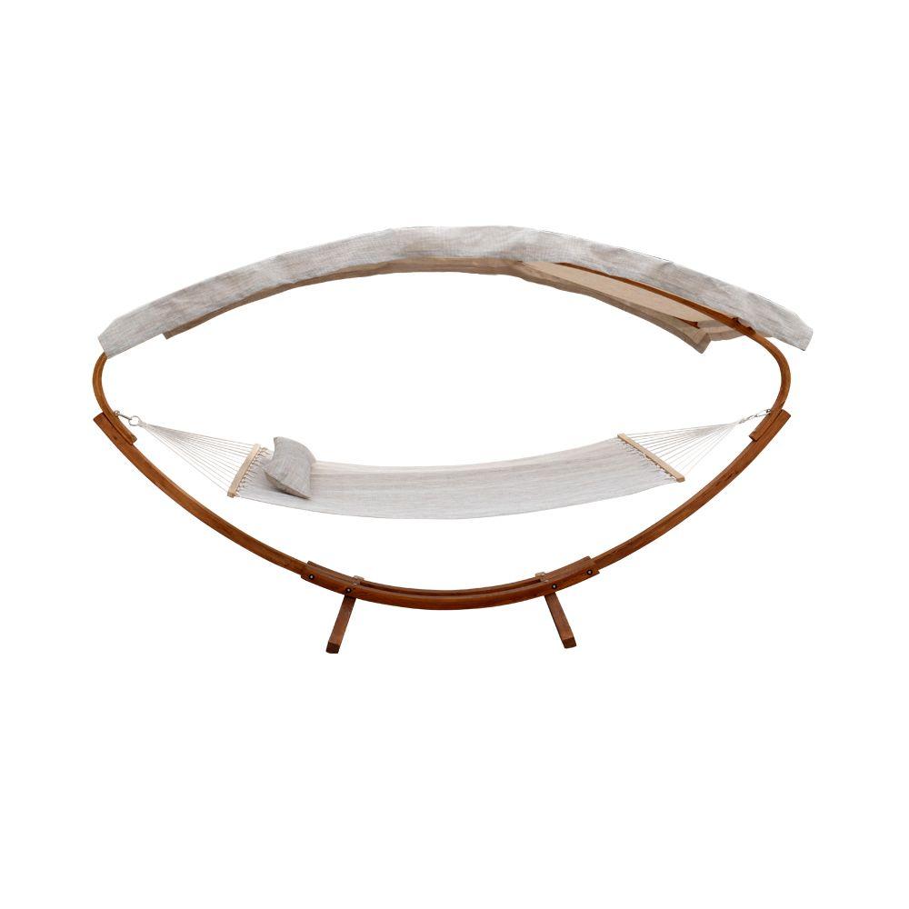 Leisure Season 6.5 ft. Wooden Art Deco Hammock Stand with Hammock and Canopy by Leisure Season