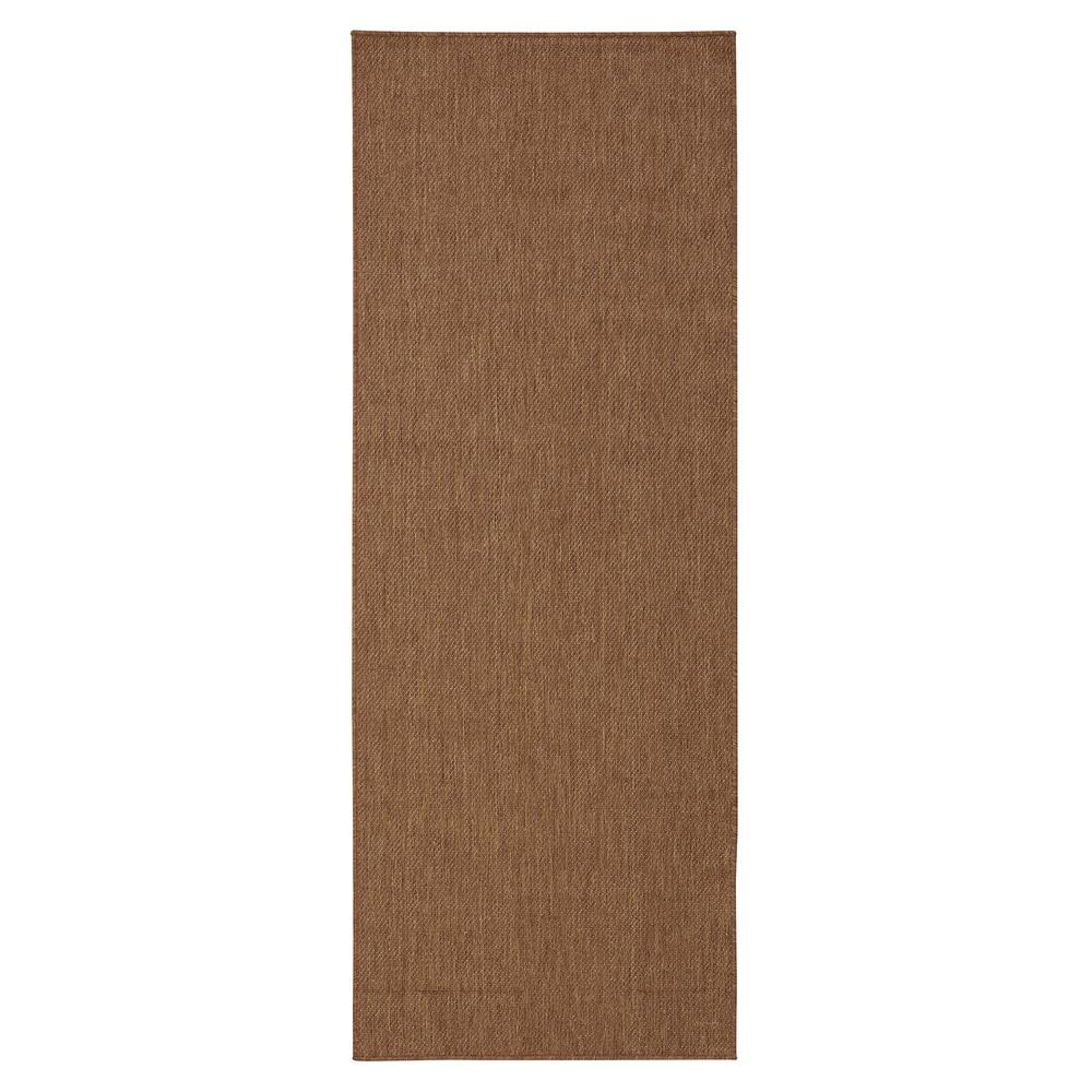 Ottomanson Jardin Collection Brown Solid Design Indoor/Outdoor 1 ft. 8 in. x 4 ft. 11 in. Jute