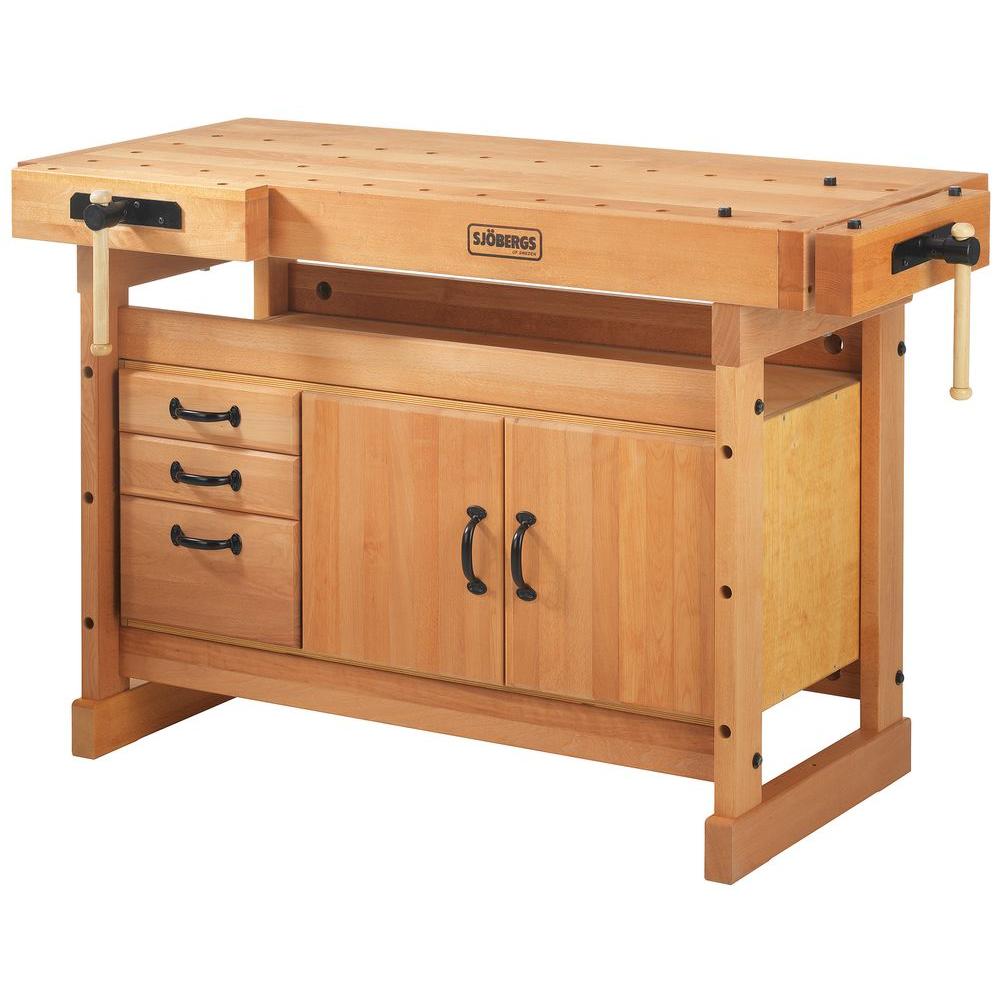 Husky 4 ft. Solid Wood Top Workbench with Storage-G4801S ...