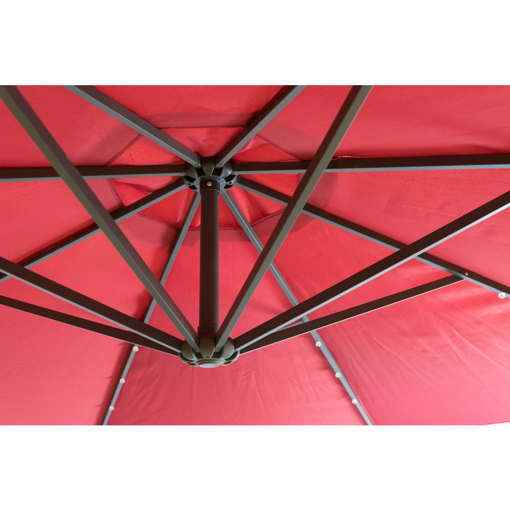 Sun Ray 10 Ft Aluminum Pole Cantilever Solar Patio Umbrella In Scarlet 841045 The Home Depot