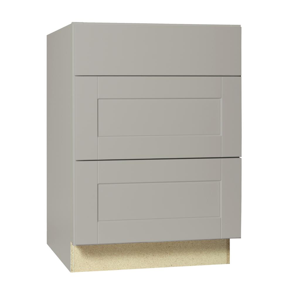 Shaker Assembled 24x34.5x24 in. Drawer Base Kitchen Cabinet with Ball-Bearing Drawer Glides in Dove Gray