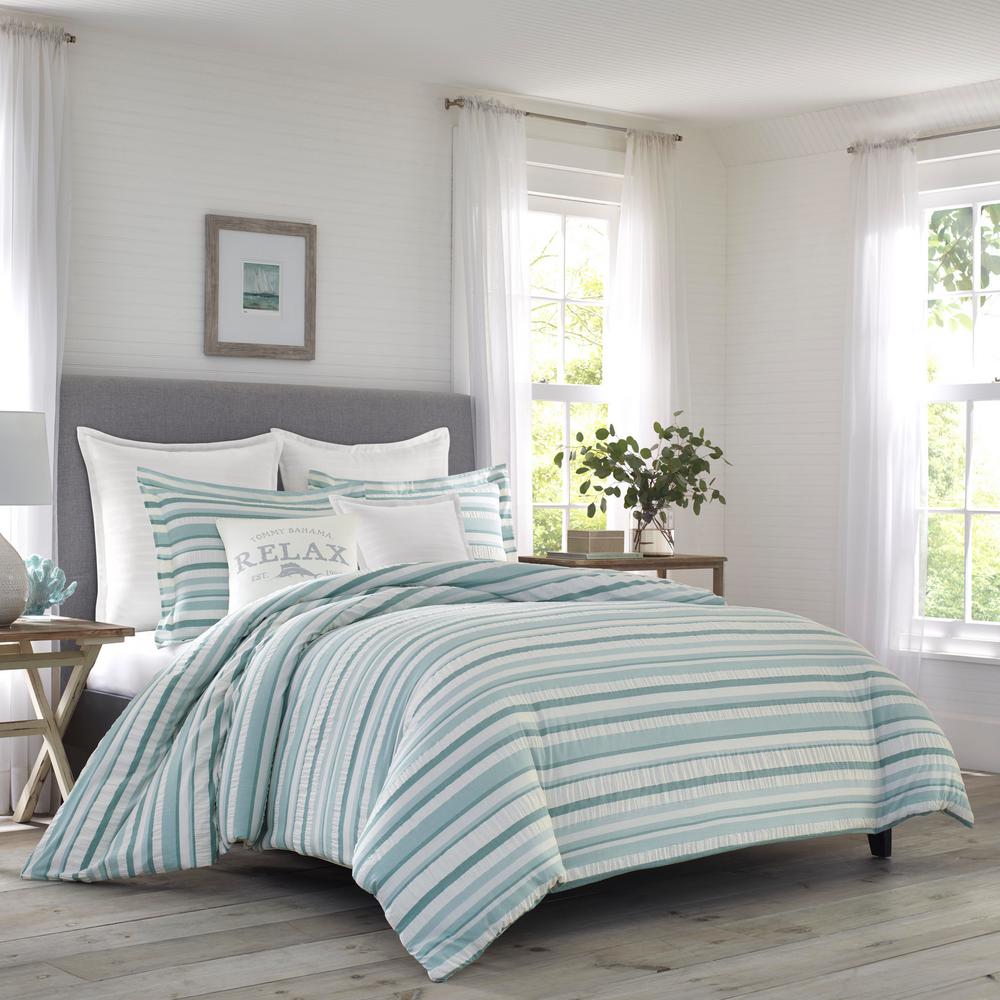 Tommy Bahama Clearwater Cay Seersucker 3Piece Full/Queen Comforter Set
