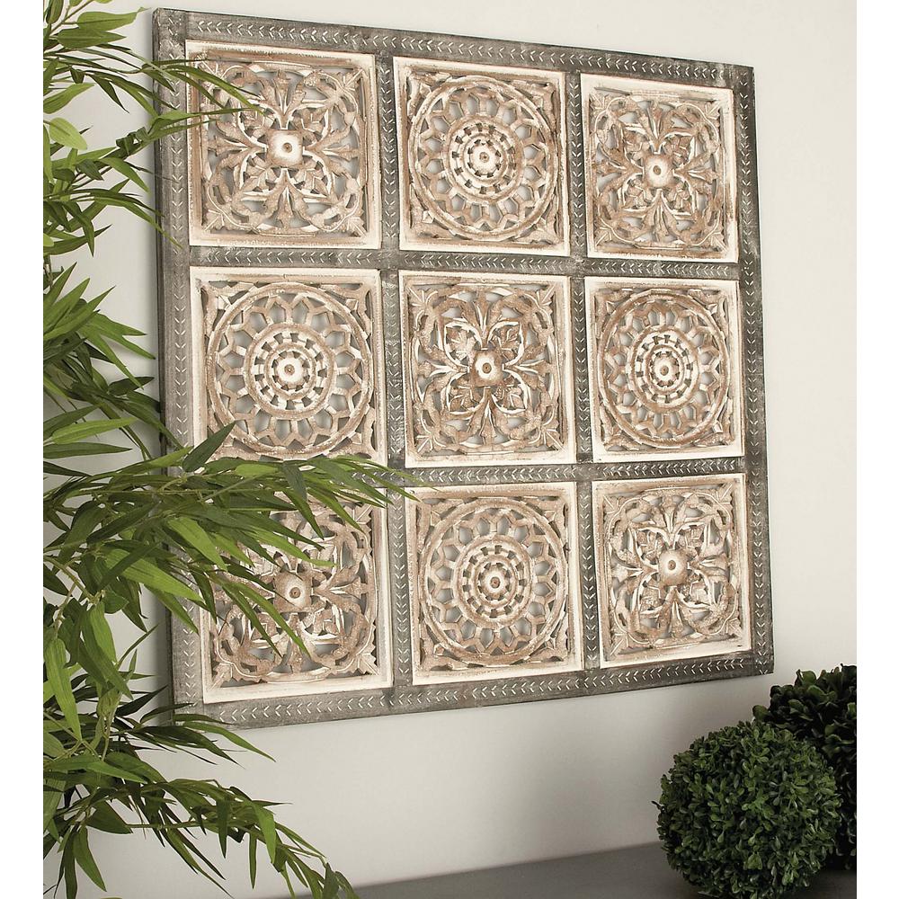 Litton Lane 36 In X 36 In Rustic Decorative Lattice Patterned