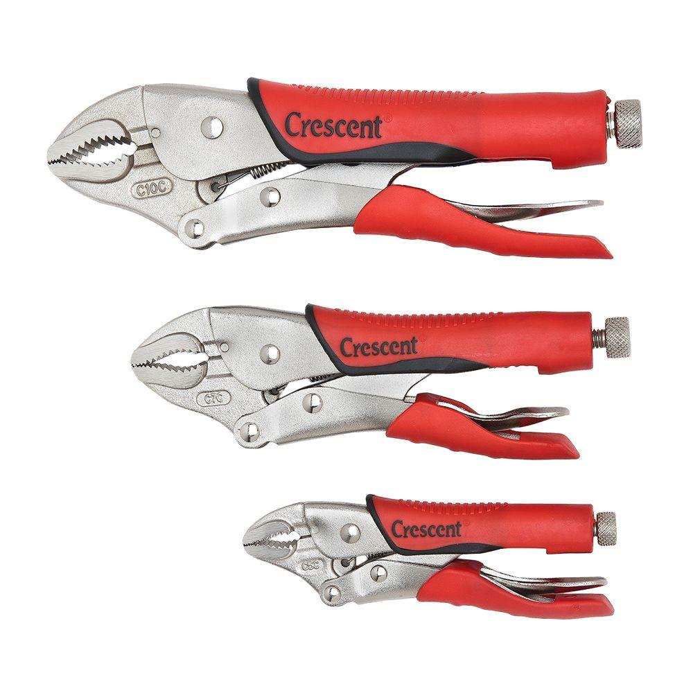 Crescent Cushion Grip Curved Jaw Locking Pliers Set 3 Piece Per Pack