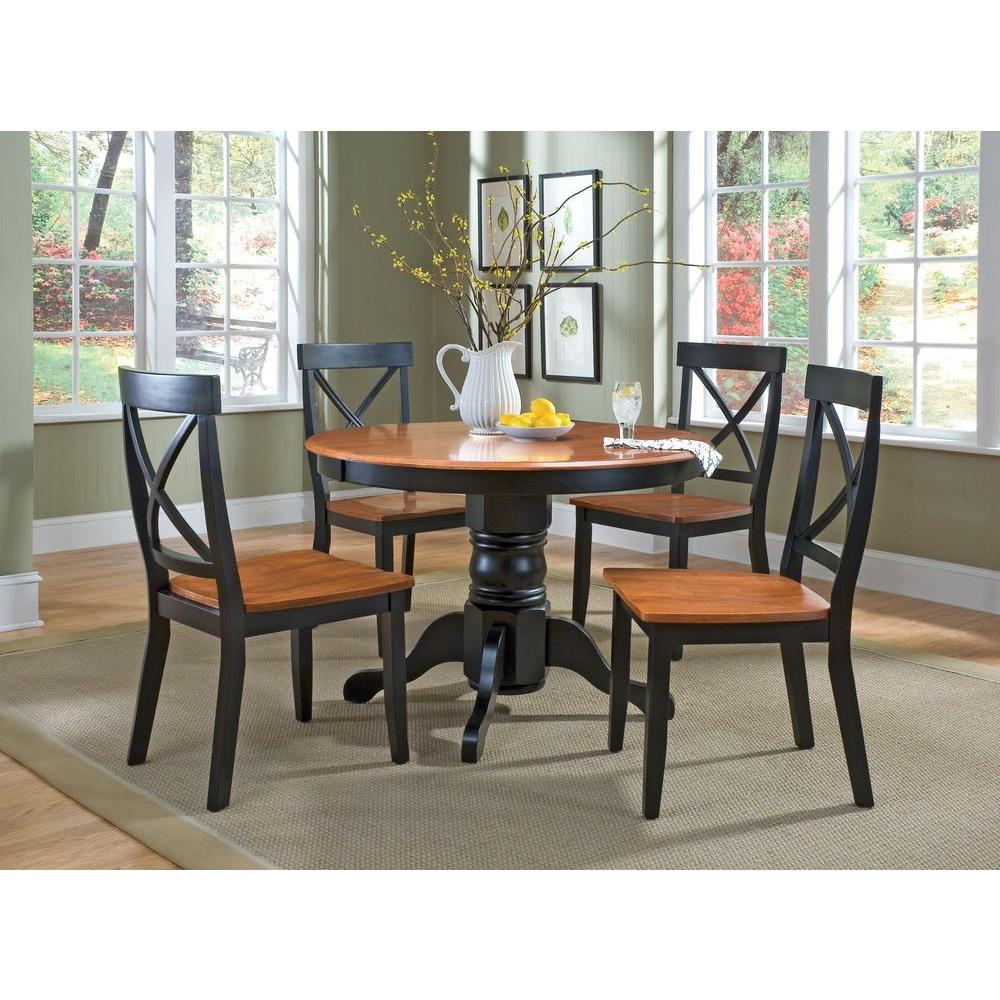 Home Styles 5 Piece Black And Oak Dining Set 5168 318 The Home Depot