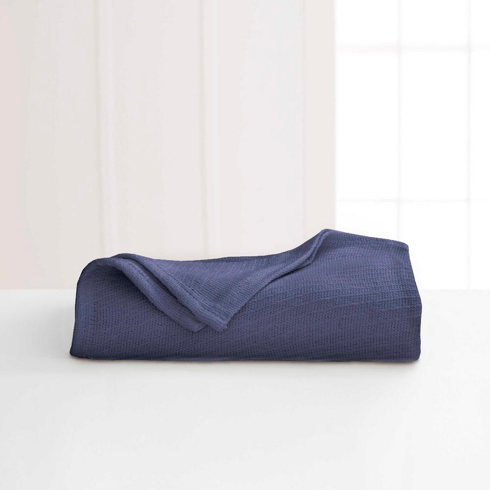 Vellux Cotton Blue Indigo Cotton King Blanket 027399032115 The Home Depot
