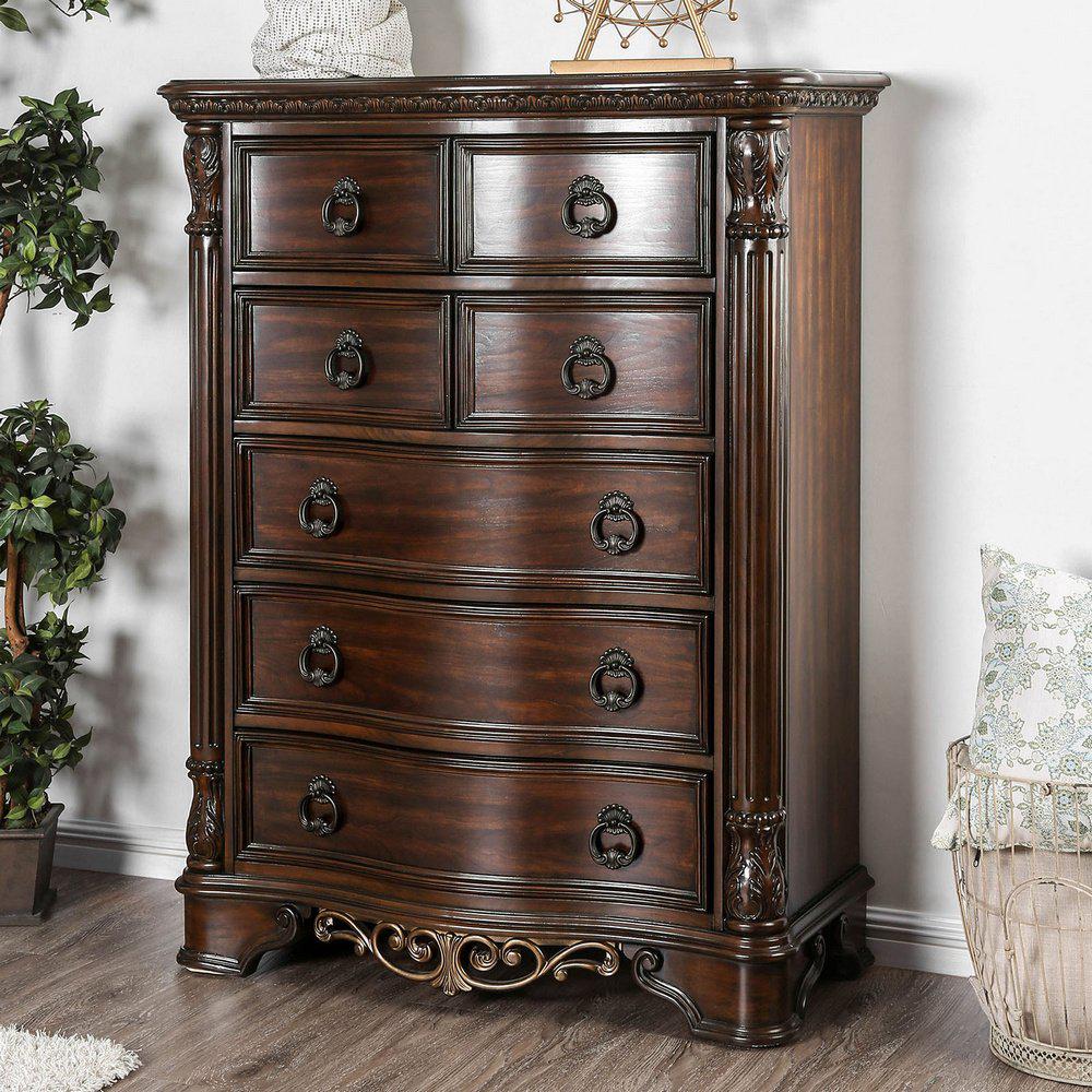 William's Home Furnishing Menodora Transitional Style Chest in Brown