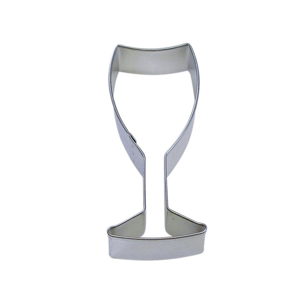CybrTrayd 12-Piece 4 in. Wine Glass Tinplated Steel Cookie Cutter & Recipe