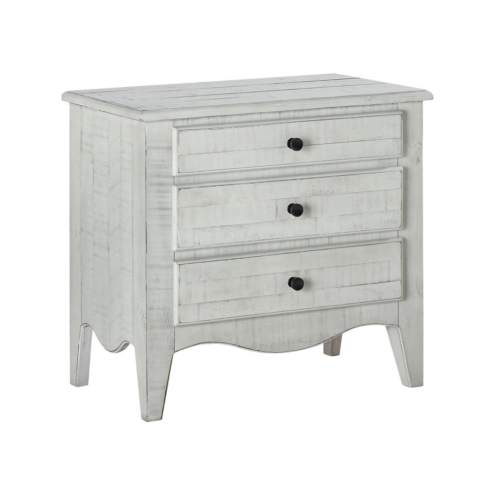 Unbranded Ella 3 Drawer White Wash Nightstand 28 In H X 30 In W X 18 In D 2g4381 The Home Depot