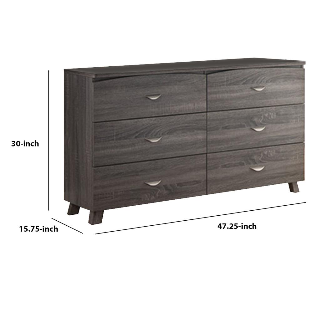 Benzara Spacious 6 Drawers Gray Dresser Without Mirror Bm141896