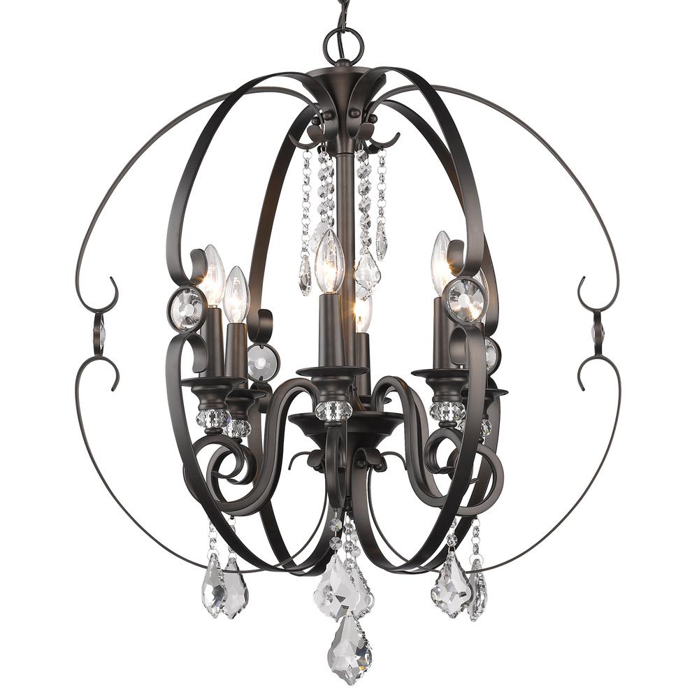 Golden Lighting Ella Eb 6 Light Brushed Etruscan Bronze Chandelier Golden Lighting Ella Eb 6 Light Brushed
