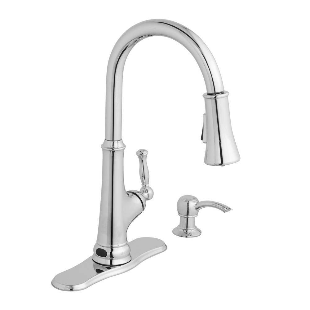 Reviews For Glacier Bay Touchless LED Single Handle Pull Down Sprayer Kitchen Faucet With Soap Dispenser In Chrome HD67536 0501 The Home Depot
