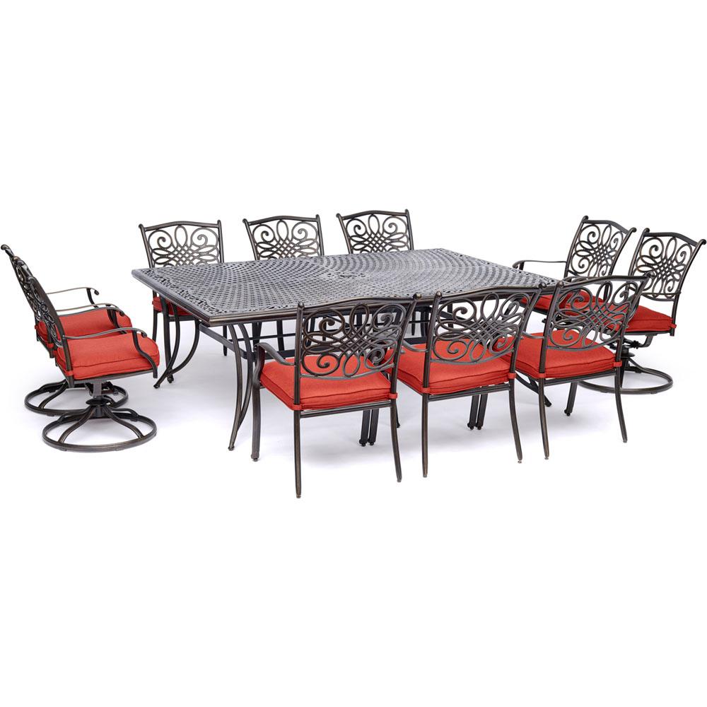 Hanover Traditions 11-Piece Aluminum Outdoor Dining Set with 4 Swivel ...