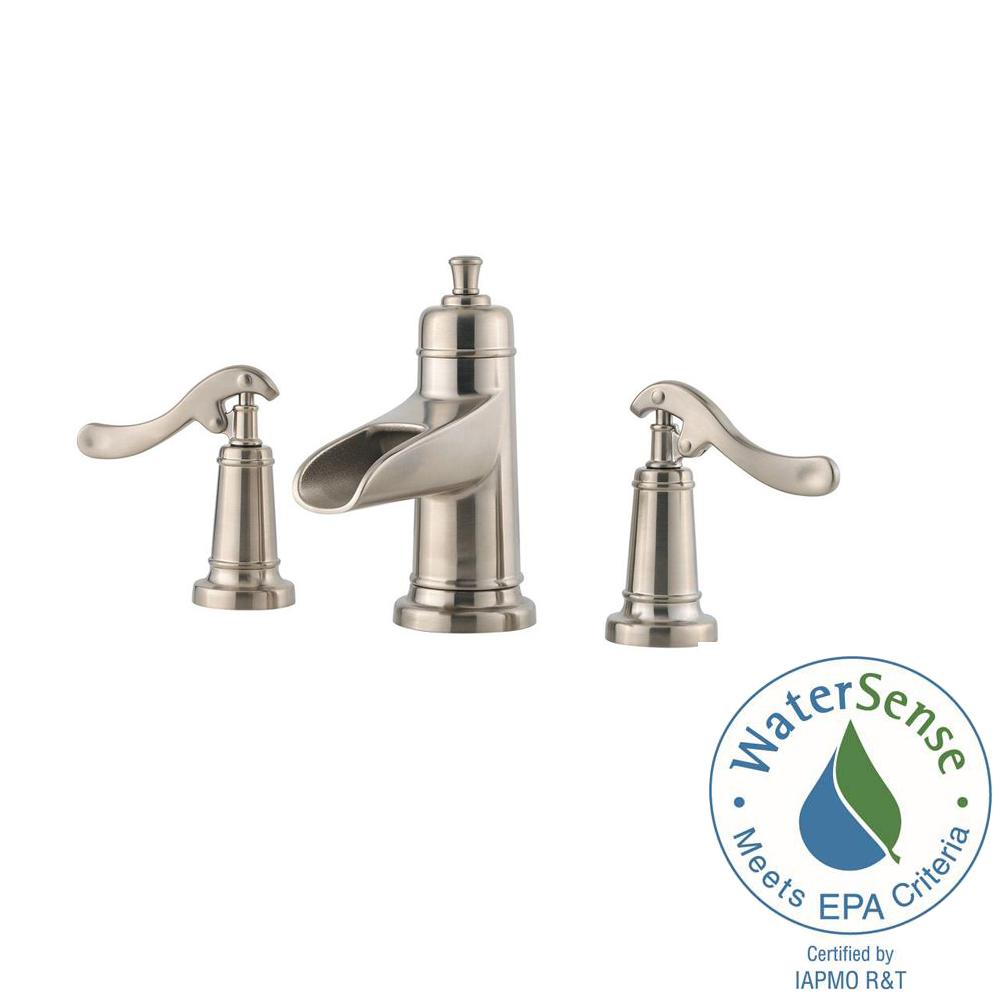 brushed nickel waterfall bathroom faucet