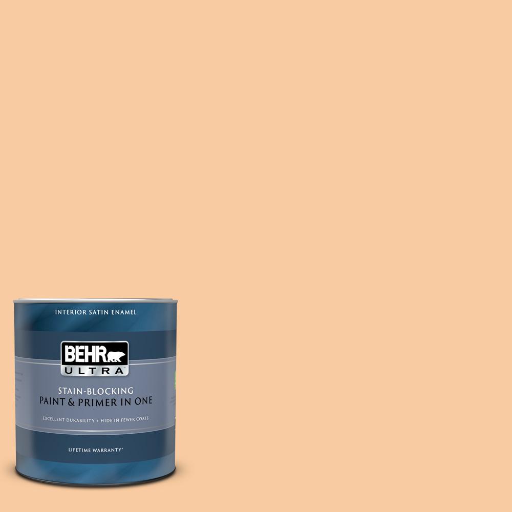 BEHR ULTRA 1 qt. #290C-3 Chai Latte Satin Enamel Interior Paint and ...