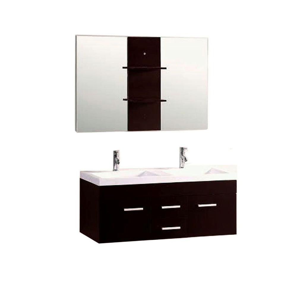 Kokols Duma 48 in. Double Bath Vanity in Espresso with Ceramic Vanity