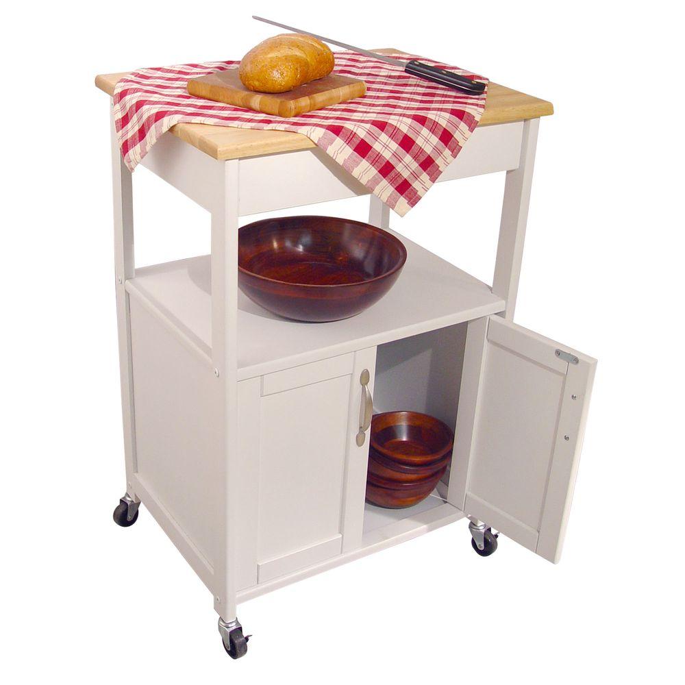 Catskill Craftsmen Cottage White Kitchen Cart With Storage 80690