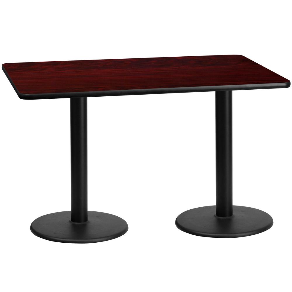 30 In X 60 Rectangular Black And Mahogany Laminate Table Top With 18 Round Height Bases 30 In X 60 Rectangular Black And Mahogany Laminate Table Top With 18 Round Height Bases