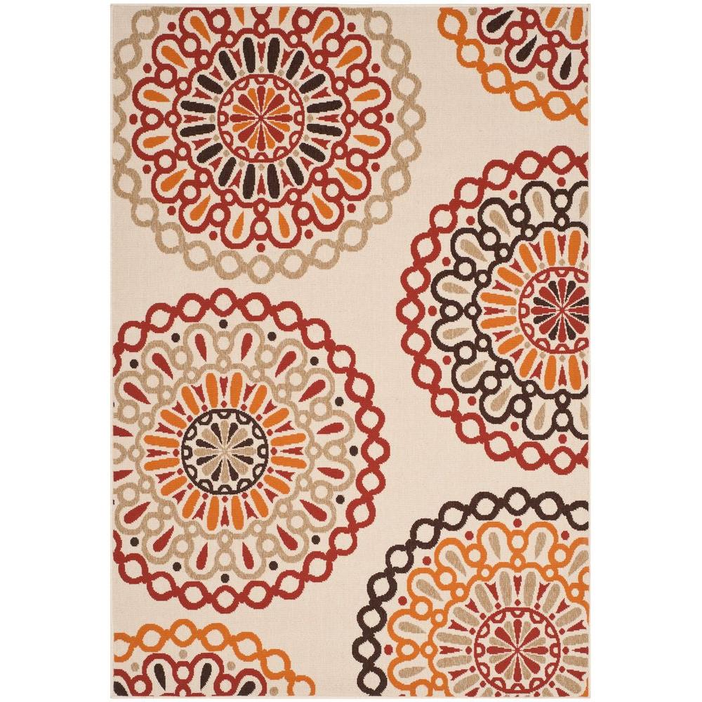 Safavieh Veranda Creme/Red 4 ft. x 5 ft. 7 in. Indoor/Outdoor Area Rug